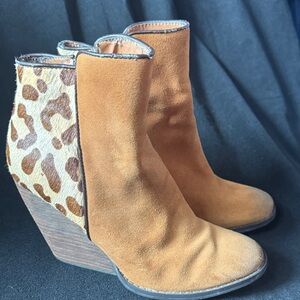 Very Volatile Tan and Leopard Ankle Boots
